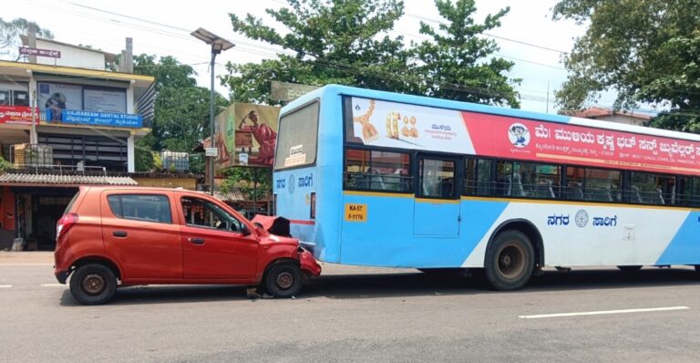 ಅರಂತೋಡು : ಕಾರು ಬಸ್ಸು ಅಪಘಾತ,ಮಹಿಳೆಗೆ ಗಾಯ