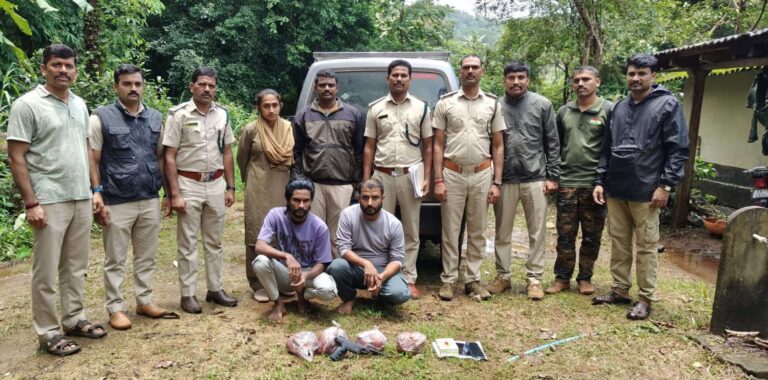 ಕಾಡು ಪ್ರಾಣಿಗಳ ಬೇಟೆಯಾಡಿದ ಆರೋಪಿಗಳ ಬಂಧನ